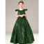 Chic / Beautiful Dark Green Sequins Evening Party Flower Girl Dresses 2021 A-Line / Princess Scoop Neck Cap Sleeves Zipper Up Floor-Length / Long