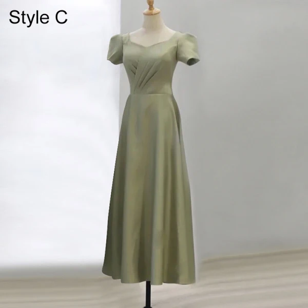 Modest / Simple Sage Green Bridesmaid Dresses 2021 A-Line / Princess Off-The-Shoulder Short Sleeve Floor-Length / Long Bridesmaid Wedding Party Dresses