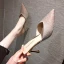 Charmant Champagne Vêtement de rue Paillettes Sandales Femme 2021 8 cm Talons Aiguilles À Bout Pointu Sandales Talons Hauts