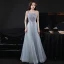 Chic / Belle Bleu Ciel Gris Paillettes Robe De Bal 2021 Princesse Bretelles Spaghetti Sans Manches Dos Nu Longue Promo Robe De Ceremonie