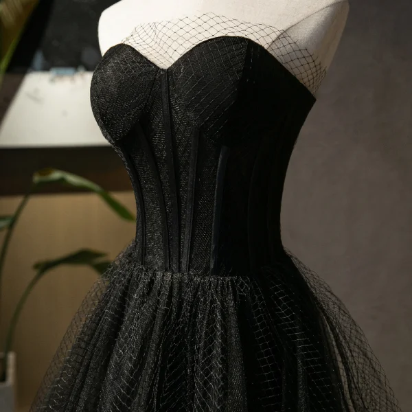 Chic / Beautiful Black Evening Dresses 2021 A-Line / Princess Sweetheart Sleeveless Backless Floor-Length / Long Evening Party Formal Dresses