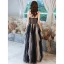 Affordable Black Ruffle Prom Dresses 2021 A-Line / Princess Spaghetti Straps Beading Sequins Lace Flower Sleeveless Backless Floor-Length / Long Prom Formal Dresses