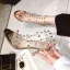 Sexy Gold Cocktail Party Evening Party Womens Sandals 2021 Rivet T-Strap 9 cm Stiletto Heels Open / Peep Toe Sandals High Heels