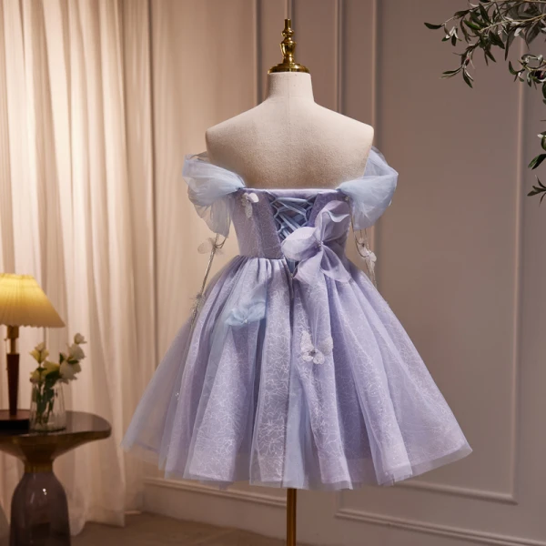 Sexy Lavendel Applikationen Perle Pailletten Kurze Partykleider 2023 Bandeau Ärmellos Rückenfreies Festliche Kleider