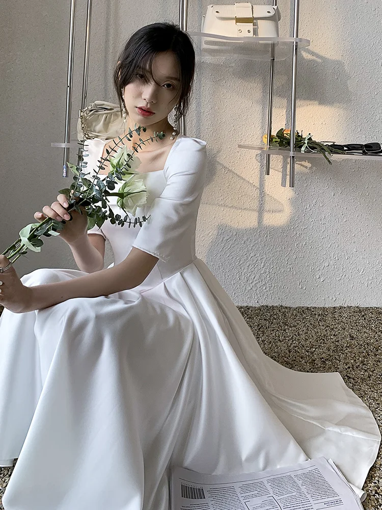 green emerald velvet dress Strapless Ivory Satin Short Prom Dresses, A Line Short Ivory Graduation  Homecoming Dresses main image 0