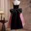 Charming Black Ruffle Flower Party Dresses 2024 A-Line / Princess Strapless Sleeveless Backless Bow Knee-Length Evening Party Cocktail Party Formal Dresses
