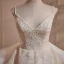 Elegant Beige Pearl Lace Flower Prom Dresses 2024 A-Line / Princess Spaghetti Straps Sleeveless Backless Bow Floor-Length / Long Prom Formal Dresses
