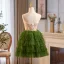 Chic / Beautiful Green Pearl Sequins Short Cascading Ruffles Prom Dresses 2024 A-Line / Princess Strapless Sleeveless Backless Prom Formal Dresses