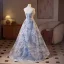 Märchen Himmelblau Perlenstickerei Applikationen Perle Pailletten Ballkleider 2025 Ballkleid Bandeau Ärmellos Rückenfreies Lange Ball Festliche Kleider