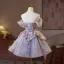 Sexy Lavender Appliques Beading Lace Flower Pearl Sequins Short Party Dresses 2025 Ball Gown Off-The-Shoulder Short Sleeve Backless Cocktail Party