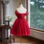 Chic / Beautiful Red Beading Short Prom Dresses 2024 Ball Gown Off-The-Shoulder Short Sleeve Backless Prom Formal Dresses