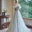 Charming Sage Green Beading Pearl Appliques Prom Dresses 2024 Ball Gown Off-The-Shoulder Short Sleeve Backless Floor-Length / Long Prom Formal Dresses