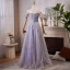 Bling Bling Lavender Beading Rhinestone Sequins Prom Dresses 2024 Ball Gown Off-The-Shoulder Short Sleeve Backless Floor-Length / Long Prom Formal Dresses