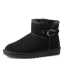 Mote Damesko 2017 Svart Lær Ankel Suede Spenne Casual Vinter Flate Snow Boots