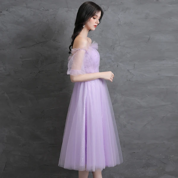 Modest Simple Lavender Homecoming Graduation Dresses 2021 A-Line Princess Pearl Short
