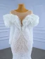 Luxury / Gorgeous Ivory Wedding Dresses 2021 Trumpet / Mermaid Beading Pearl Rhinestone Sequins Scoop Neck Long Sleeve Chapel Train Wedding