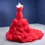 Sexy High-end Red Wedding Dresses 2021 Trumpet / Mermaid Strapless Sleeveless Backless Cascading Ruffles Royal Train Wedding