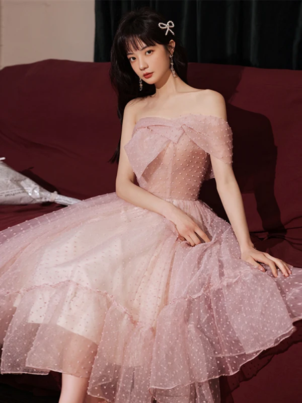 Modest / Simple Dusky Pink Graduation Dresses 2021 A-Line / Princess Homecoming One-Shoulder Sleeveless Backless Floor-Length / Long Formal Dresses