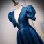 Vintage / Retro Royal Blue Satin Prom Dresses 2021 A-Line / Princess V-Neck Bell sleeves Backless Floor-Length / Long Prom Formal Dresses