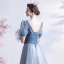 Chic / Belle Bleu Ciel Paillettes Robe De Bal 2021 Princesse V-Cou Manches Courtes Dos Nu Noeud Longue Promo Robe De Ceremonie