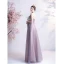 Fashion Lavender Prom Dresses 2021 A-Line / Princess Strapless Beading Pearl Sequins Lace Flower Sleeveless Backless Floor-Length / Long Formal Dresses