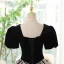 Elegant Black Printing Prom Dresses 2023 Ball Gown Square Neckline Rhinestone Short Sleeve Backless Floor-Length / Long Prom Formal Dresses