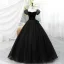 Élégant Noire Paillettes Robe De Bal 2023 Robe Boule Encolure Carrée Manches Courtes Dos Nu Longue Promo Robe De Ceremonie