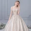 Luxe Champagne Robe De Mariée 2019 Robe Boule De l'épaule Perlage Paillettes En Dentelle Fleur Manches Courtes Dos Nu Royal Train