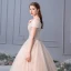 Elegant Champagne Wedding Dresses 2019 Ball Gown Off-The-Shoulder Beading Pearl Sequins Appliques Lace Flower Short Sleeve Backless Floor-Length / Long