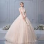 Chic / Beautiful Champagne Wedding Dresses 2019 Ball Gown High Neck Beading Sequins Lace Flower Sleeveless Backless Pearl Floor-Length / Long