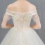 Elegant Champagne Wedding Dresses 2019 Ball Gown Off-The-Shoulder Appliques Lace Flower Short Sleeve Backless Chapel Train