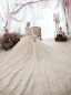 Luxury / Gorgeous Champagne Wedding Dresses 2019 A-Line / Princess Scoop Neck Beading Lace Flower 3/4 Sleeve Backless Cathedral Train
