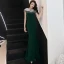 Elegant Dark Green Evening Dresses  2019 Trumpet / Mermaid Scoop Neck Beading Short Sleeve Floor-Length / Long Formal Dresses