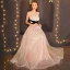 Modern / Fashion Champagne Evening Dresses  2019 A-Line / Princess V-Neck Bow Sleeveless Backless Floor-Length / Long Formal Dresses