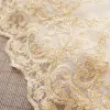 Luxury / Gorgeous Champagne Wedding Dresses 2019 Ball Gown Deep V-Neck Beading Lace Flower Long Sleeve Backless Cathedral Train