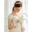 Élégant Champagne Robe De Mariée 2019 Princesse De l'épaule Perlage Paillettes En Dentelle Fleur Manches Courtes Cathedral Train