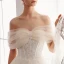 Élégant Champagne Robe De Mariée 2019 Princesse De l'épaule Paillettes En Dentelle Fleur Manches Courtes Dos Nu Train De Balayage