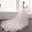 Schöne Ivory / Creme Brautkleider / Hochzeitskleider Gekreuzte Träger A Linie Off Shoulder Perle Spitze Blumen Applikationen Pailletten Kurze Ärmel Rückenfreies Kathedrale Schleppe