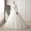 Chic / Beautiful Ivory Wedding Dresses 2019 A-Line / Princess Scoop Neck Buttons Lace Flower Long Sleeve Sweep Train