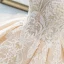 Luxury / Gorgeous Champagne Wedding Dresses 2019 A-Line / Princess High Neck Beading Pearl Crystal Lace Flower Sleeveless Backless Cathedral Train