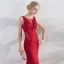 Chic / Beautiful Burgundy Evening Dresses  2019 Trumpet / Mermaid Scoop Neck Beading Pearl Sleeveless Backless Floor-Length / Long Formal Dresses