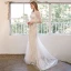 Sexy Champagne Trumpet / Mermaid Wedding Dresses 2021 Scoop Neck Bow Flower Lace Sleeveless Backless Sweep Train Wedding