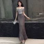 Glitzernden Grau Abendkleider 2019 Meerjungfrau Off Shoulder Glanz Polyester Pailletten Kurze Ärmel Rückenfreies Lange Festliche Kleider