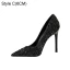 Charmant Noire Soirée Paillettes Escarpins 2021 10 cm Talons Aiguilles Cuir À Bout Pointu Escarpins Talons Hauts