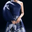 Vintage / Retro Chinese style Navy Blue Evening Dresses  2019 A-Line / Princess One-Shoulder Printing Long Sleeve Chapel Train Formal Dresses