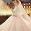 Luxe Ivoire Robe De Mariée 2019 Princesse V-Cou Perlage Paillettes En Dentelle Fleur Manches Longues Dos Nu Cathedral Train