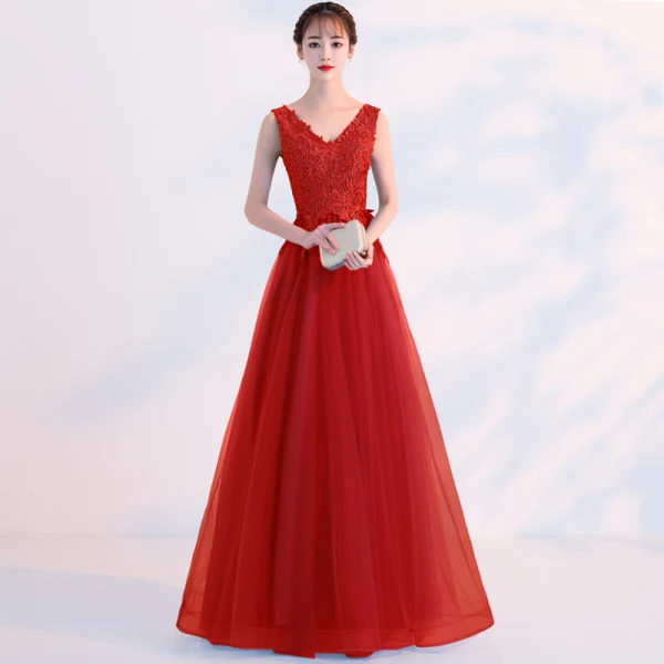 Affordable Pool Blue Evening Dresses 2019 A-Line / Princess V-Neck Lace Flower Sleeveless Backless Floor-Length / Long Formal Dresses
