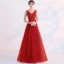 Affordable Pool Blue Evening Dresses  2019 A-Line / Princess V-Neck Lace Flower Sleeveless Backless Floor-Length / Long Formal Dresses
