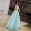 Modern / Fashion Jade Green Evening Dresses  2019 A-Line / Princess Bow Spaghetti Straps Ruffle Flower Sleeveless Backless Floor-Length / Long Formal Dresses