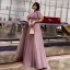 Chic / Beautiful Blushing Pink Evening Dresses  2019 A-Line / Princess Scoop Neck Pearl Short Sleeve Backless Ruffle Floor-Length / Long Formal Dresses